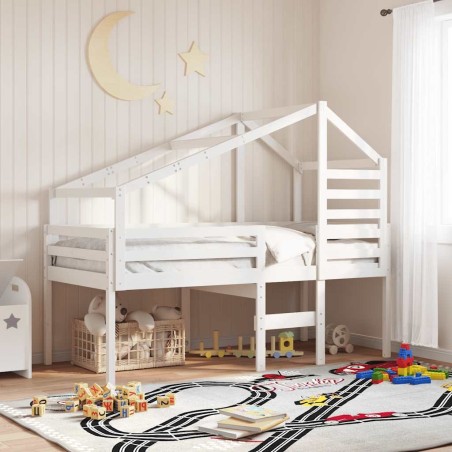 Toit de lit pour enfants blanc 188x97x113 cm bois de pin massif 532266532266