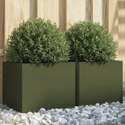Jardinières 2 pcs vert olive 32x30x29 cm acier 532271532271