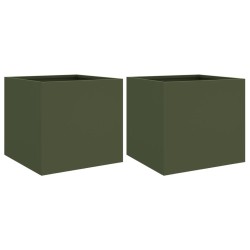 Jardinières 2 pcs vert olive 32x30x29 cm acier 532271532271