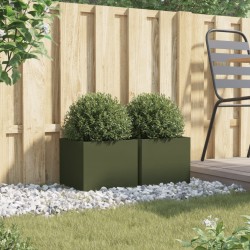 Jardinières 2 pcs vert olive 32x30x29 cm acier 532271532271