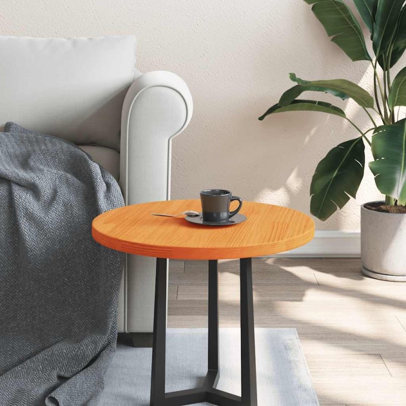 Dessus de table rond cire marron Ø50x2,5 cm bois de pin massif 532317532317