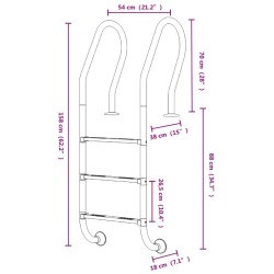 Échelle de piscine 54x38x158 cm acier inoxydable 304 532324532324