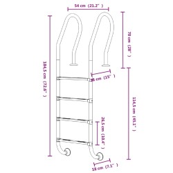 Échelle de piscine 54x38x184,5 cm acier inoxydable 304 532325532325
