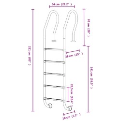 Échelle de piscine 54x38x211 cm acier inoxydable 304 532326532326