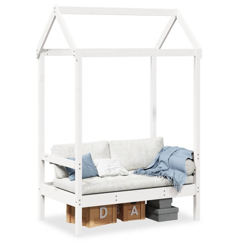 Banc avec toit blanc 117,5x70x176,5 cm bois de pin massif 532333532333