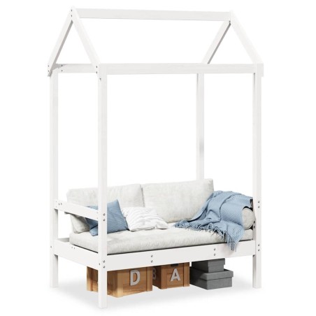 Banc avec toit blanc 117,5x70x176,5 cm bois de pin massif 532333532333