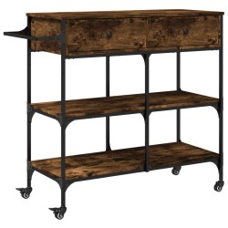 Chariot de cuisine chêne fumé 105x42x95 cm bois d'ingénierie 532341532341
