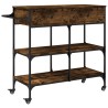 Chariot de cuisine chêne fumé 105x42x95 cm bois d'ingénierie 532341532341