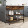 Chariot de cuisine chêne fumé 105x42x95 cm bois d'ingénierie 532341532341