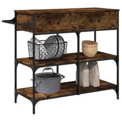 Chariot de cuisine chêne fumé 105x42x95 cm bois d'ingénierie 532341532341