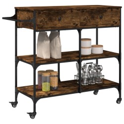 Chariot de cuisine chêne fumé 105x42x95 cm bois d'ingénierie 532341532341