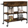 Chariot de cuisine chêne fumé 105x42x95 cm bois d'ingénierie 532341532341
