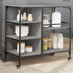 Chariot de cuisine sonoma gris 100x45x89,5 cm bois d'ingénierie 532342532342