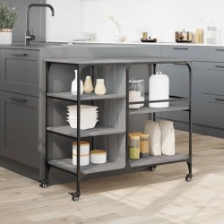 Chariot de cuisine sonoma gris 100x45x89,5 cm bois d'ingénierie 532342532342