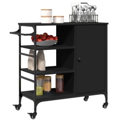 Chariot de cuisine noir 87,5x38,5x84,5 cm bois d'ingénierie 532349532349
