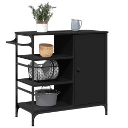 Chariot de cuisine noir 87,5x38,5x84,5 cm bois d'ingénierie 532349532349