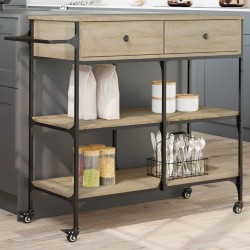 Chariot de cuisine chêne sonoma 105x42x95 cm bois d'ingénierie 532350532350