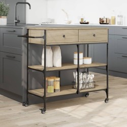 Chariot de cuisine chêne sonoma 105x42x95 cm bois d'ingénierie 532350532350