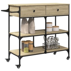 Chariot de cuisine chêne sonoma 105x42x95 cm bois d'ingénierie 532350532350
