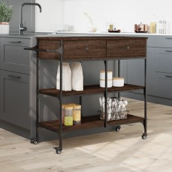 Chariot de cuisine chêne marron 105x42x95 cm bois d'ingénierie 532360532360