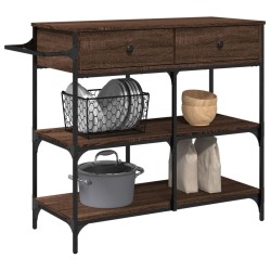 Chariot de cuisine chêne marron 105x42x95 cm bois d'ingénierie 532360532360
