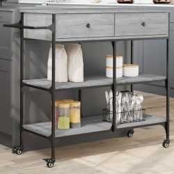 Chariot de cuisine sonoma gris 105x42x95 cm bois d'ingénierie 532361532361