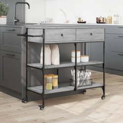 Chariot de cuisine sonoma gris 105x42x95 cm bois d'ingénierie 532361532361