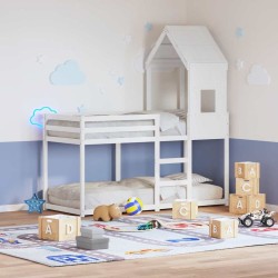 Toit de lit pour enfants blanc 60x99x139,5cm bois de pin massif 532363532363