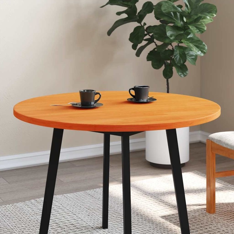 Dessus de table rond cire marron Ø90x2,5 cm bois de pin massif 532379532379