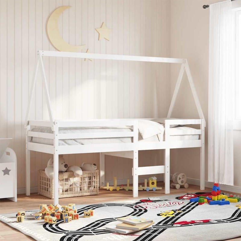 Toit de lit pour enfants blanc 209x85,5x88cm bois de pin massif 532393532393