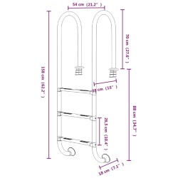 Échelle de piscine 54x38x158 cm acier inoxydable 304 532409532409
