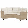 Canapé de jardin avec table et coussins en forme de L beige 532415532415
