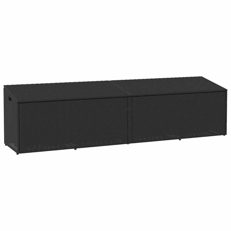 Boîte de rangement de jardin noir 220x50x58 cm résine tressée 532425532425