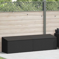 Boîte de rangement de jardin noir 220x50x58 cm résine tressée 532425532425