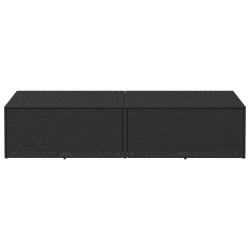 Boîte de rangement de jardin noir 220x50x58 cm résine tressée 532425532425