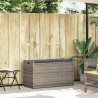 Banc de rangement extérieur coussin gris 100 cm résine tressée 532426532426