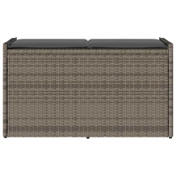 Banc de rangement extérieur coussin gris 100 cm résine tressée 532426532426