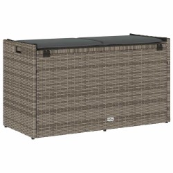 Banc de rangement extérieur coussin gris 100 cm résine tressée 532426532426