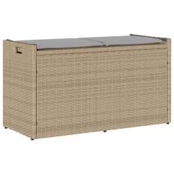 Banc de rangement extérieur coussin beige 100 cm résine tressée 532428532428