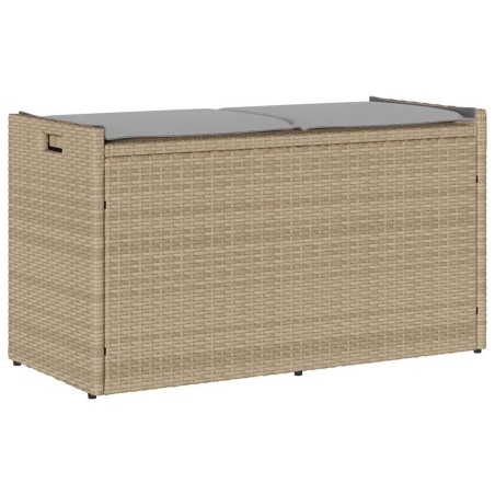 Banc de rangement extérieur coussin beige 100 cm résine tressée 532428532428