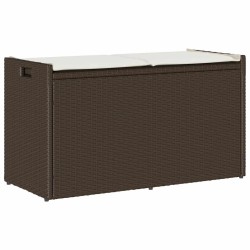 Banc de rangement extérieur coussin marron 100cm résine tressée 532463532463
