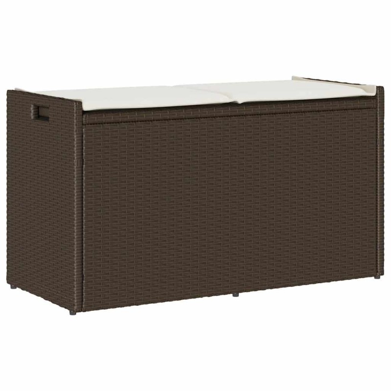 Banc de rangement extérieur coussin marron 100cm résine tressée 532463532463