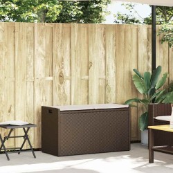 Banc de rangement extérieur coussin marron 100cm résine tressée 532463532463