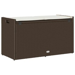 Banc de rangement extérieur coussin marron 100cm résine tressée 532463532463