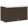 Banc de rangement extérieur coussin marron 100cm résine tressée 532463532463