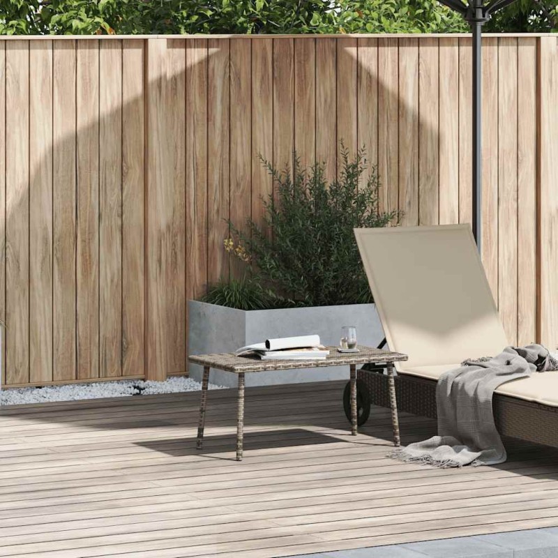Table basse de jardin rectangulaire gris 80x40x37 cm rotin 532464532464