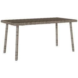 Table basse de jardin rectangulaire gris 80x40x37 cm rotin 532464532464
