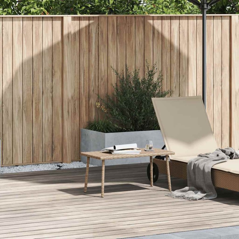 Table basse de jardin rectangulaire beige 80x40x37 cm rotin 532465532465