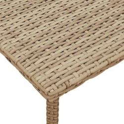 Table basse de jardin rectangulaire beige 80x40x37 cm rotin 532465532465
