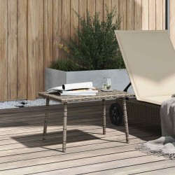 Table basse de jardin rectangulaire gris 60x40x37 cm rotin 532468532468